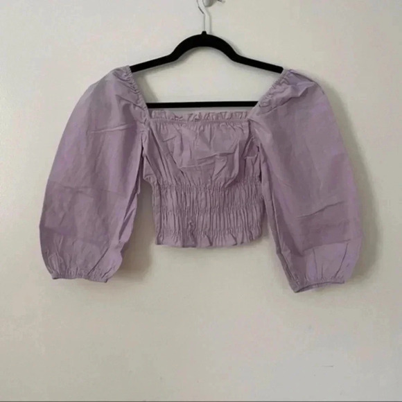 Charlie Holidays Anthropologie bohemian smocked top lilac XS - Picture 3 of 7